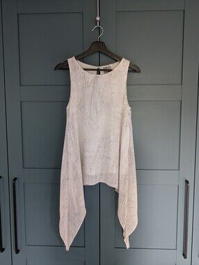 H&M White Printed Draped Hem Sleeveless Blouse | Size 2 / XS